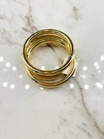 Gold 3 Row Stackable Metal Bracelet
