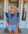 The Cassie Eyelet Top, Navy.