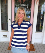 The Serena Striped Top, Navy.