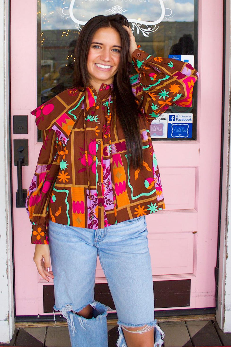 Karlie Floral Frame Collar Top