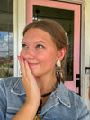 Half Oval & Fringe Organic Earrings