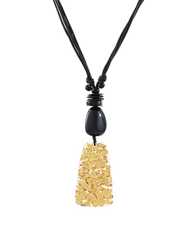 Trapezoid Gold Fleck Layered Necklace