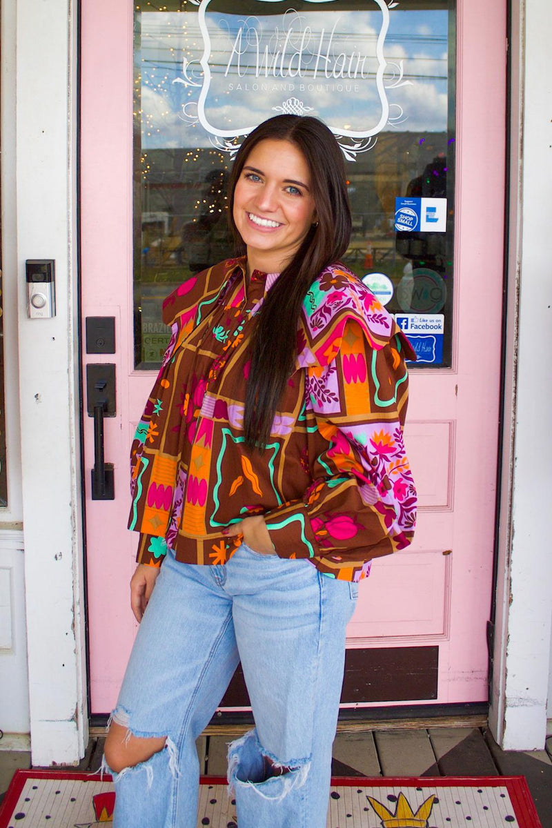 Karlie Floral Frame Collar Top