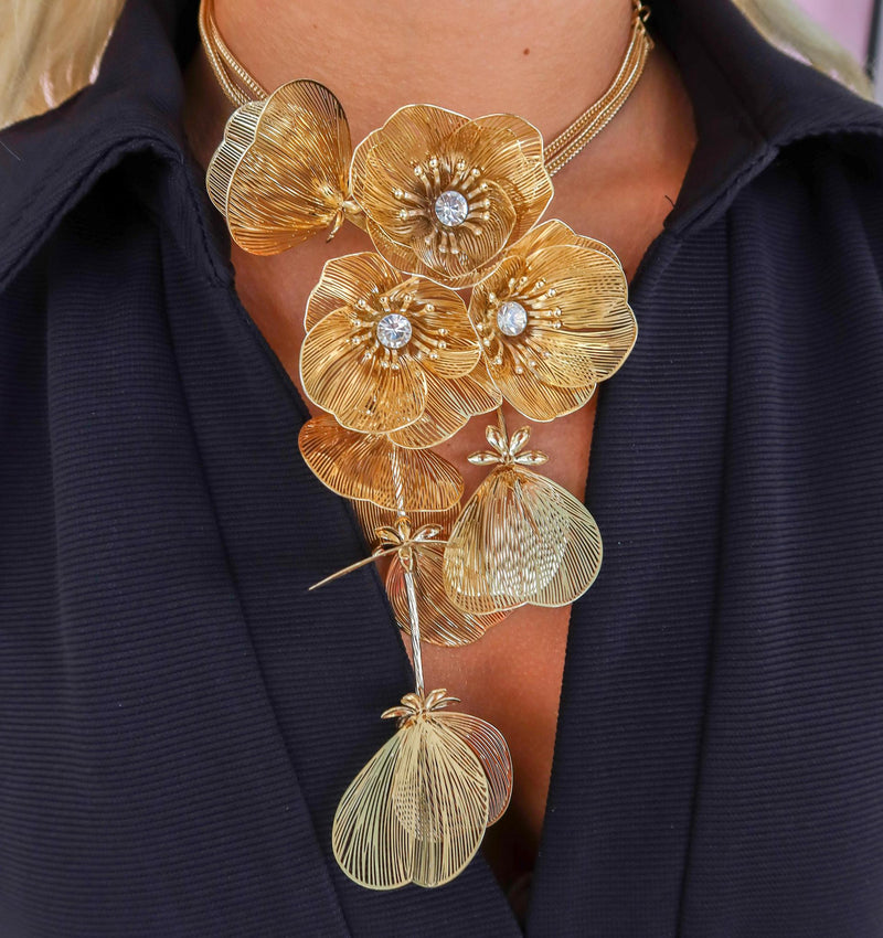 Filigree Flower Drop Necklace