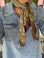 Olive Paisley Border Scarf