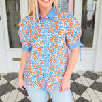 The Julie Denim/Orange Floral Top