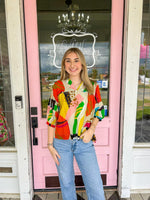 The Gazelle Abstract Print Blouse!