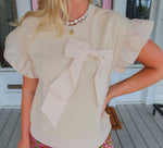 The Grace Bow Top, Sand.