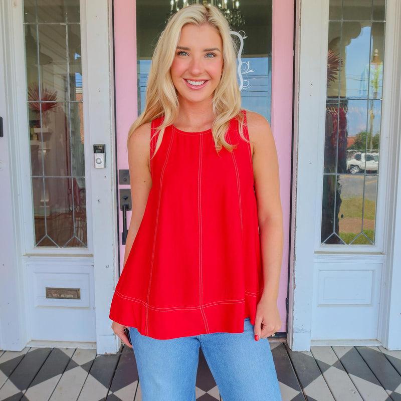Rea Red Sleeveless Top