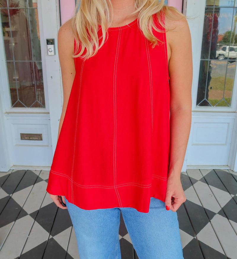 Rea Red Sleeveless Top