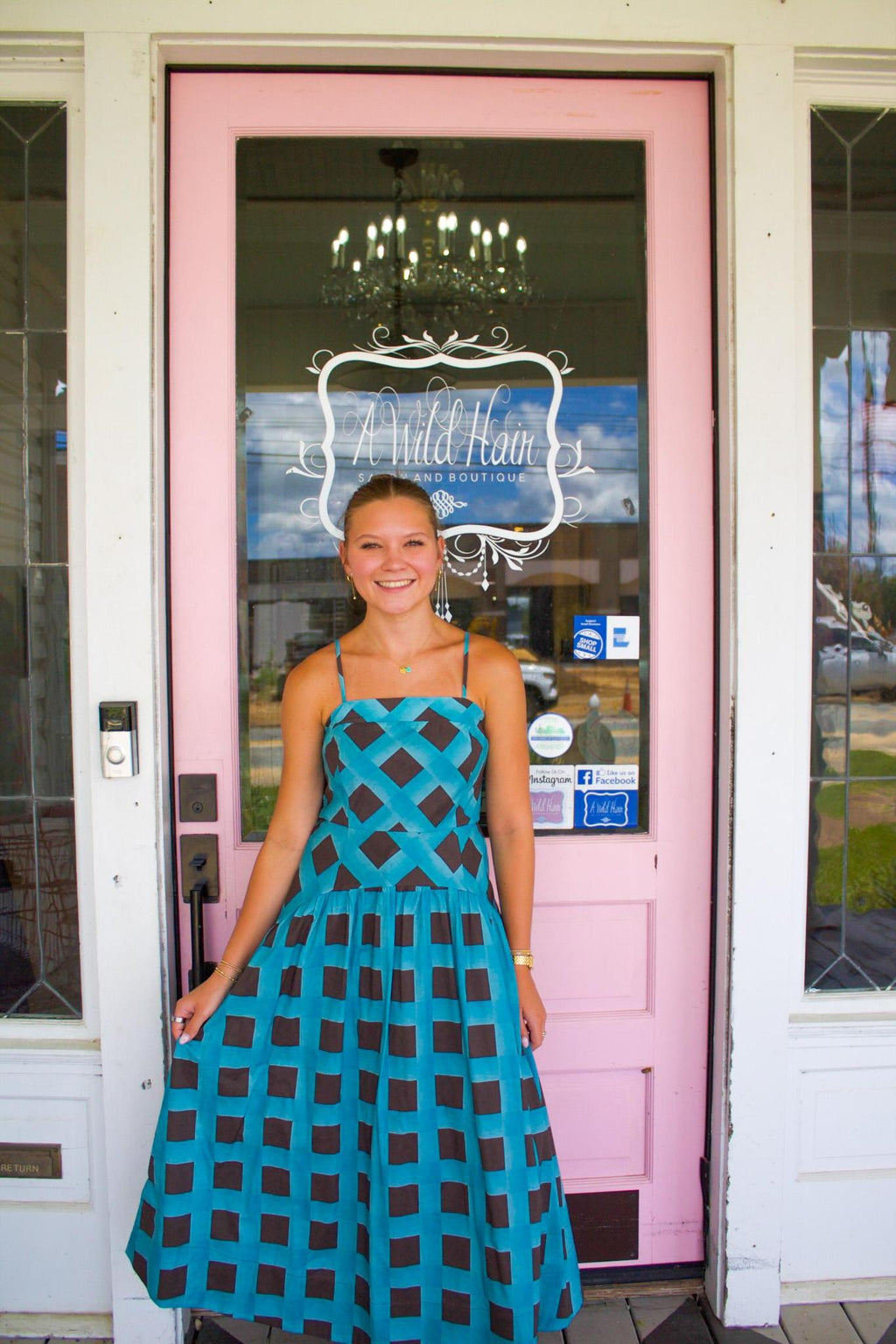 blue and brown plaid dress + Midi – A Wild Hair Boutique Features belt loops and Sienna Dresses Black Party Dress Long Size:3y