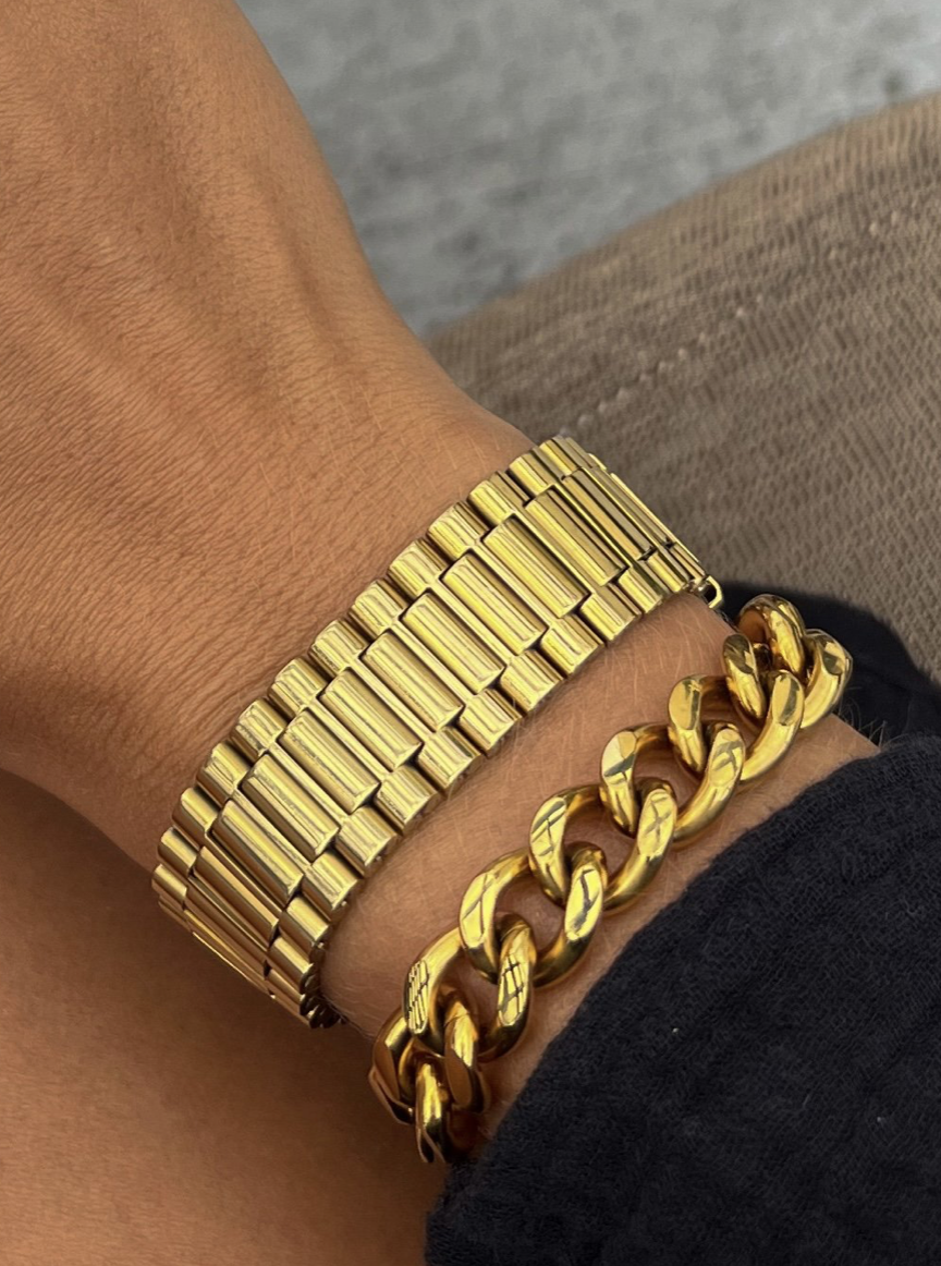 Thick Gold Watch Band Bracelet, – A Wild Hair Boutique