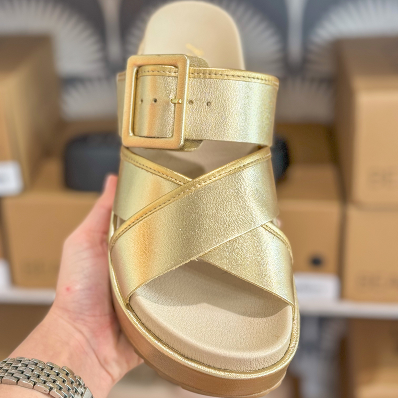 The Micah Sandal, Gold.