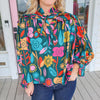 Karlie Retro Floral Garden Button Up Ruffle top. FINAL SALE.