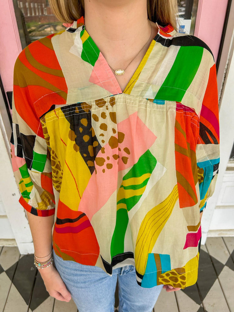 The Gazelle Abstract Print Blouse!