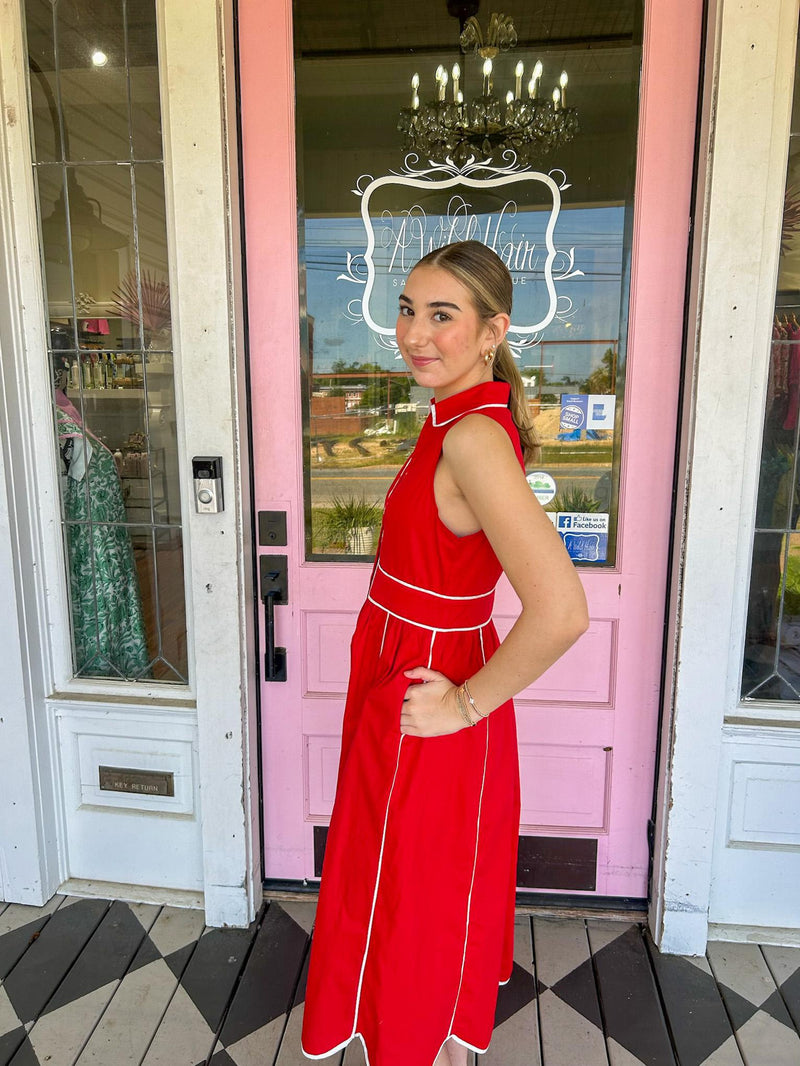 The Raigan Red Midi Dress