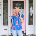 Bayleigh Blue/Pink Floral Top