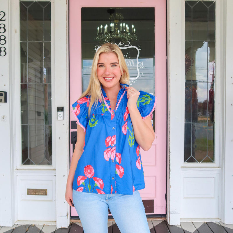 Bayleigh Blue/Pink Floral Top