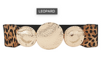 Leopard Hammered Triple Disk Elastic Belt