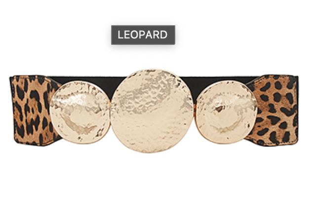 Leopard Hammered Triple Disk Elastic Belt