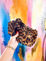 Large Vintage Leopard Print Cosmetic Bag