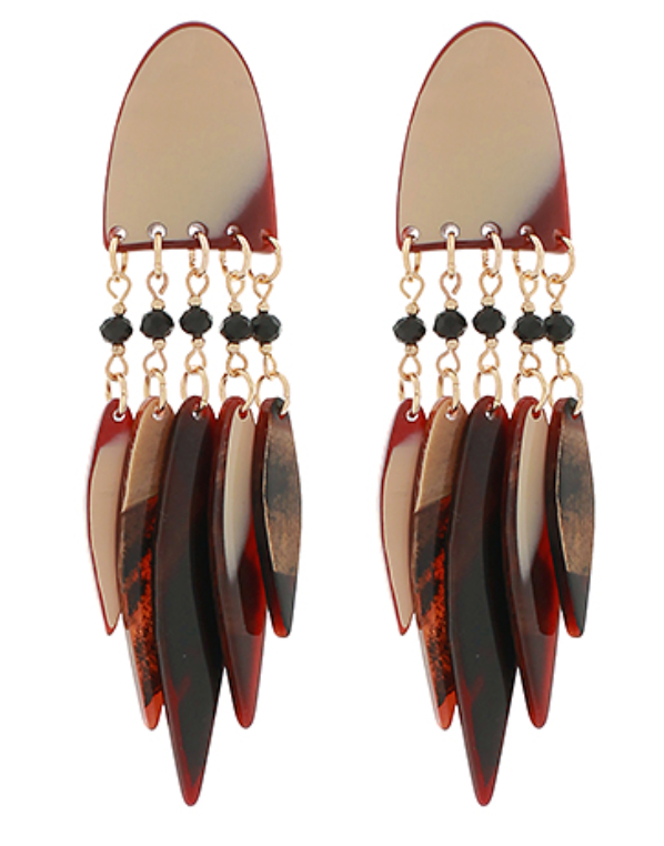 Half Oval & Fringe Organic Earrings