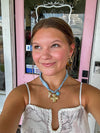 Turquoise Bold Cross Charm Scarf Necklace