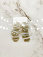 Grey Acetate Oval Plate 3 Drop Earrings