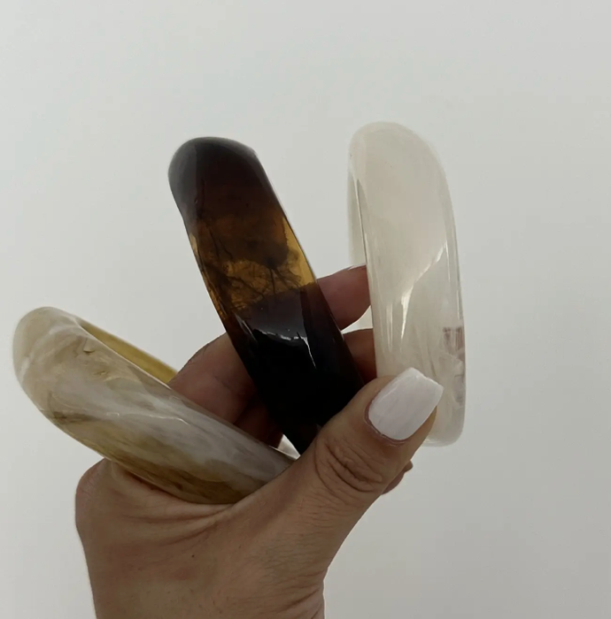 Coffee Irregular Acrylic Resin Bangle Bracelet