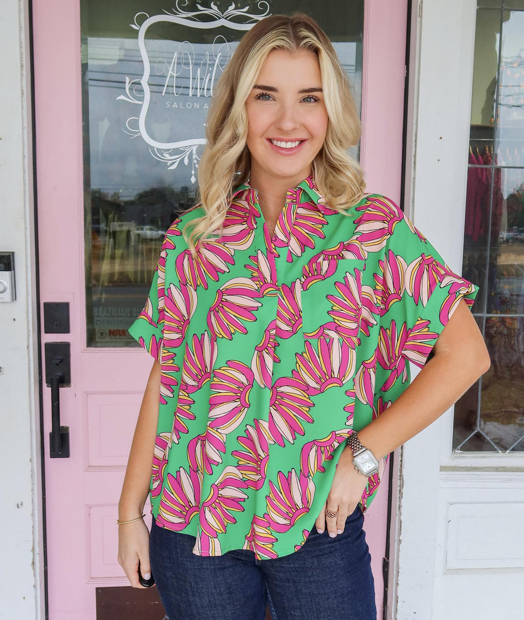 The Gianna Green Print Top