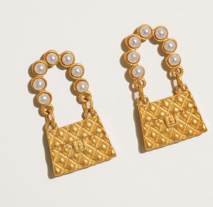 Blaise 18K Gold Dangle Purse Earrings