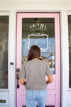 Short Puff Sleeve Sweater Cardigan, Heather Mocha.