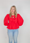 Lindsay Red Bow Top