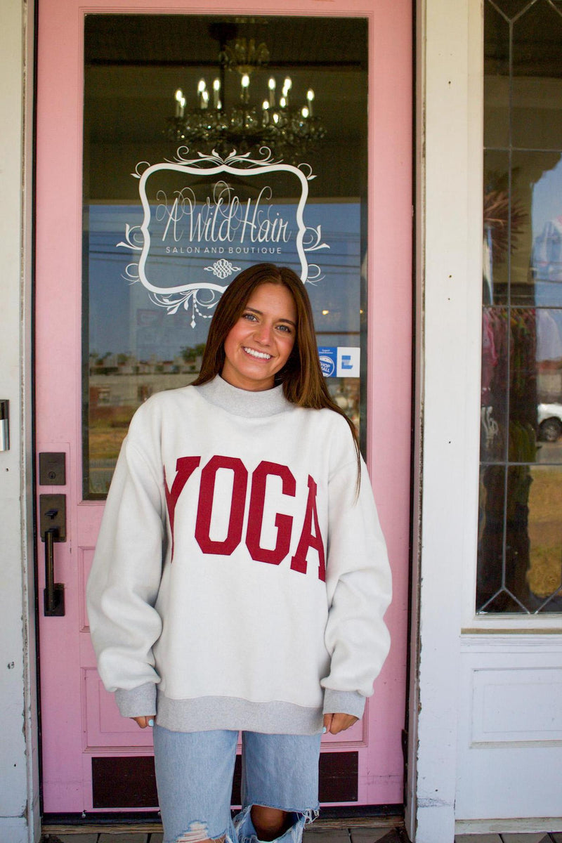 PILATES & YOGA Print Reversible Mockneck Sweatshirt