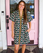 Black Botanical Puff Sleeve Dress