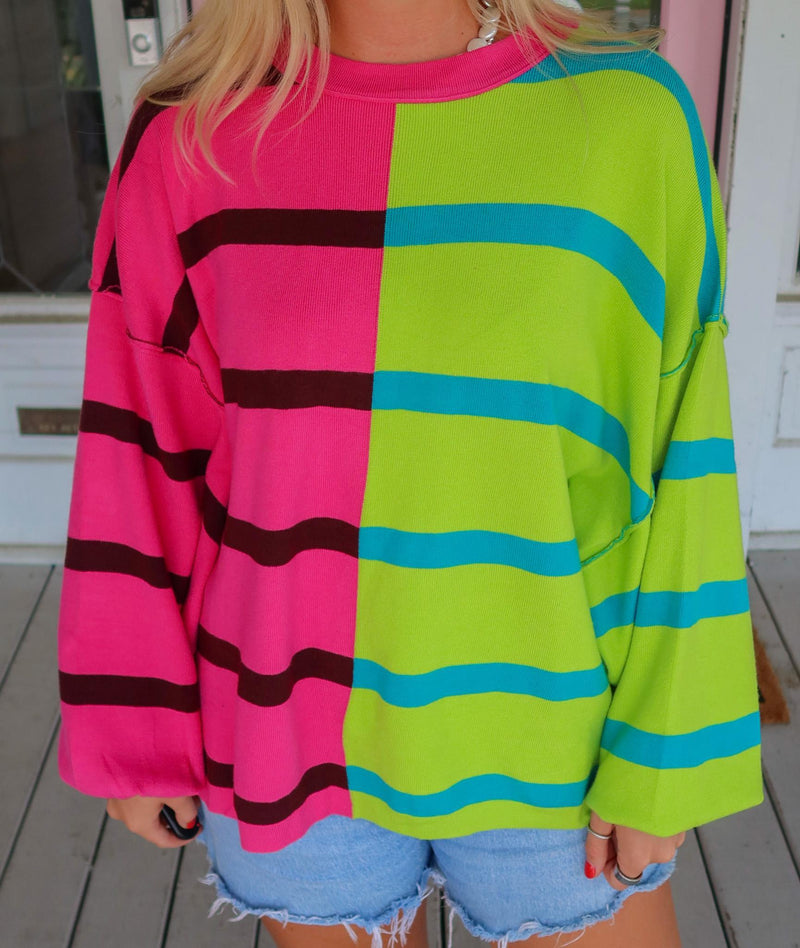 Stripe Lover Sweater, Pink Multi.