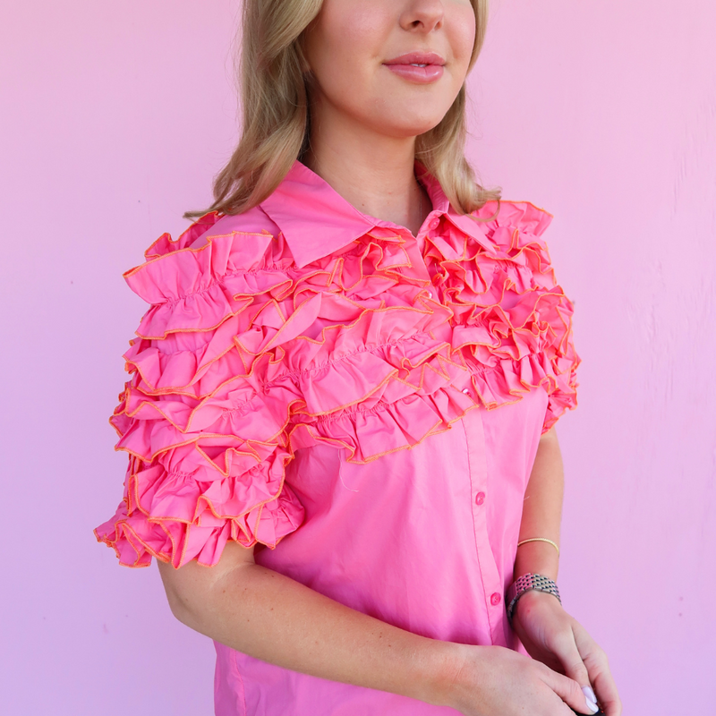 The Karlie Ruffle Button Up Top