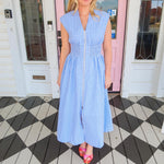 Gracie Gingham Blue Midi Dress