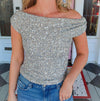 Pop The Champ' Silver Sequin Top