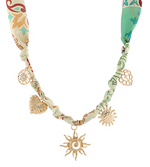 Sun & Multi Charm Scarf Necklace