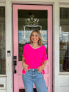 The Hallie Shell Stitch Hot Pink Top