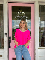 The Hallie Shell Stitch Hot Pink Top