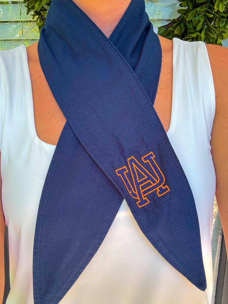 AU Embroidery, Navy Ascot Scarf