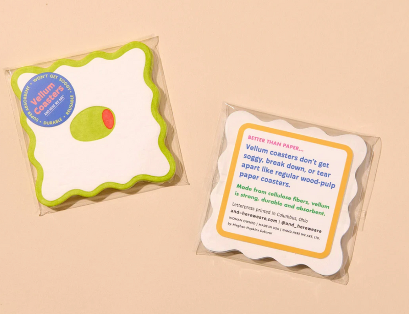 Crudite Vellum Coasters - Olive (Set of 4)