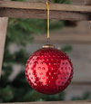 Round Hobnail Ruby Mercury Glass 6" Ornament