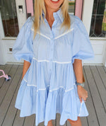 The Lena Blue Poplin Dress