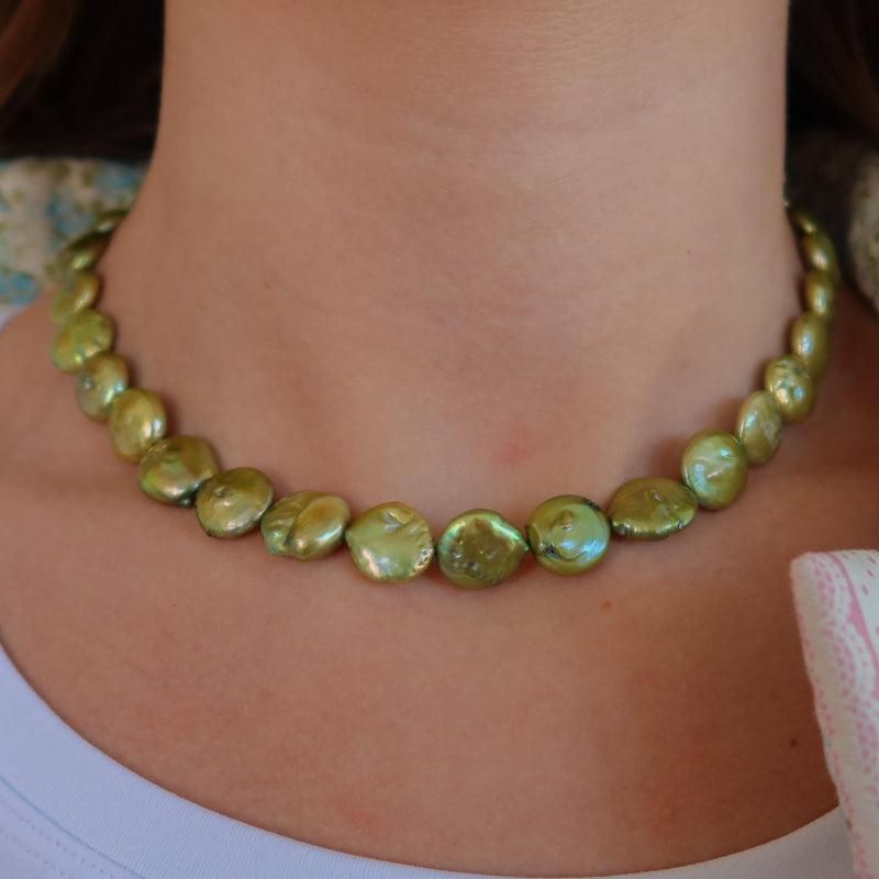 Gemma Green Pearl Necklace