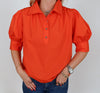 Orange Short Sleeve Collared Top, THML.