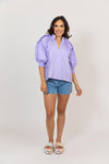 Karlie Purple Solid Poplin Ruffle Sleeve Top