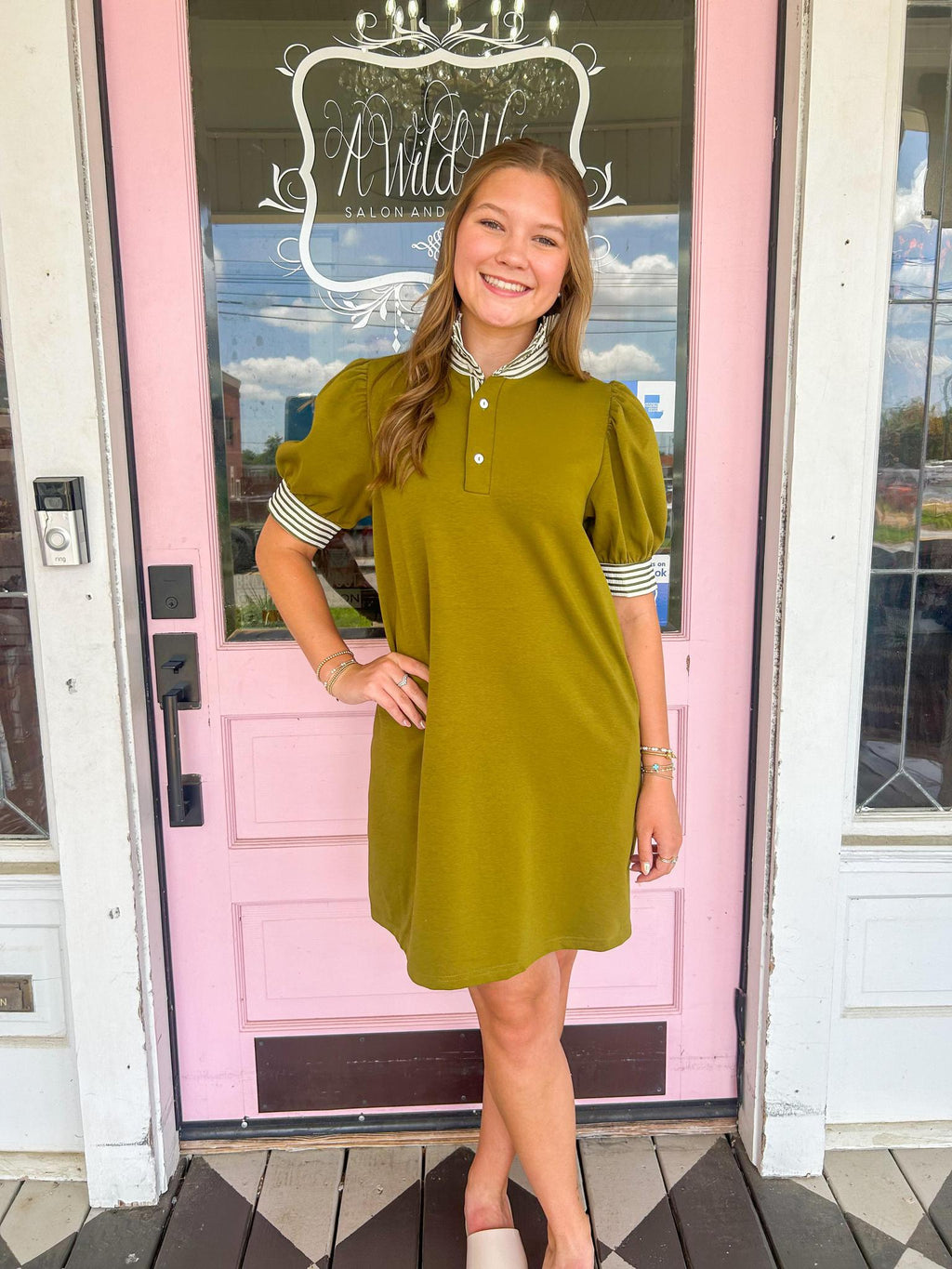 The Kathleen Olive Dress